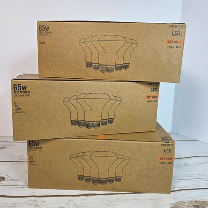 Lot of 3 New 6-Pack LED Technology 65W Replacement Soft White Bulbs