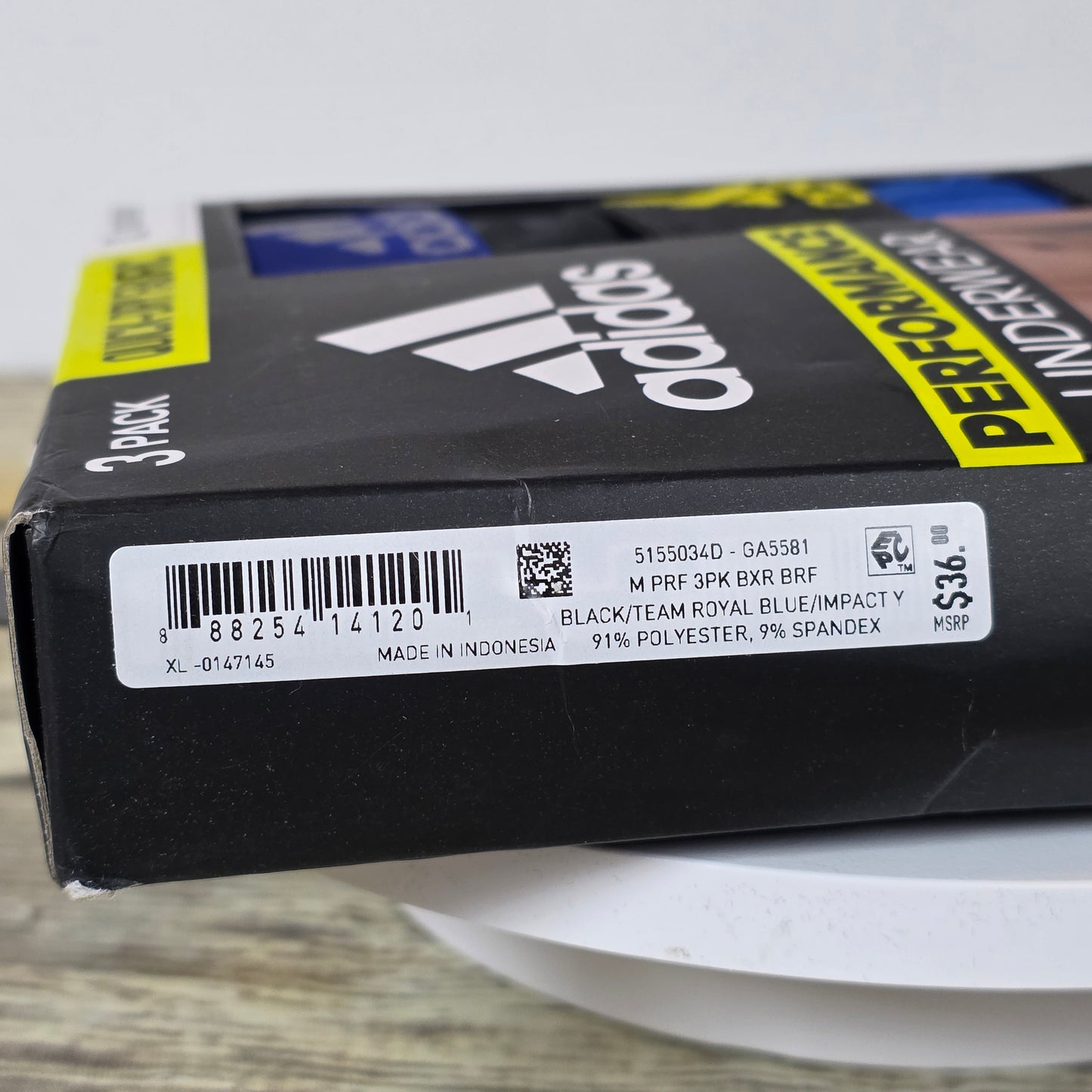 NIP New Adidas Performance Underwear 3 Pk XL Boxer Brief Quick Dry