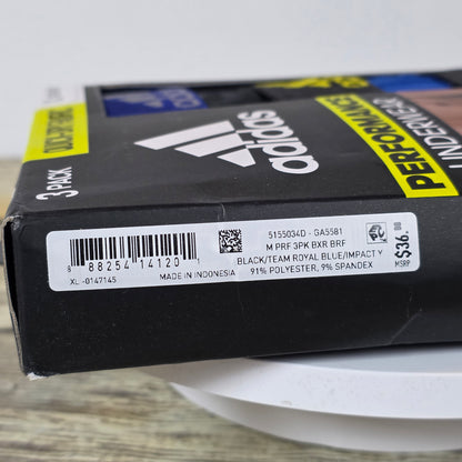 NIP New Adidas Performance Underwear 3 Pk XL Boxer Brief Quick Dry