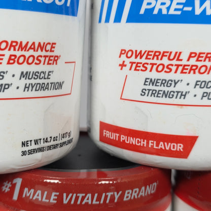 Lot of 8 New Containers FORCE FACTOR TESTX180 Pre-Workout Fruit Punch Flavor Net Wt 14.7 oz 30 Servings