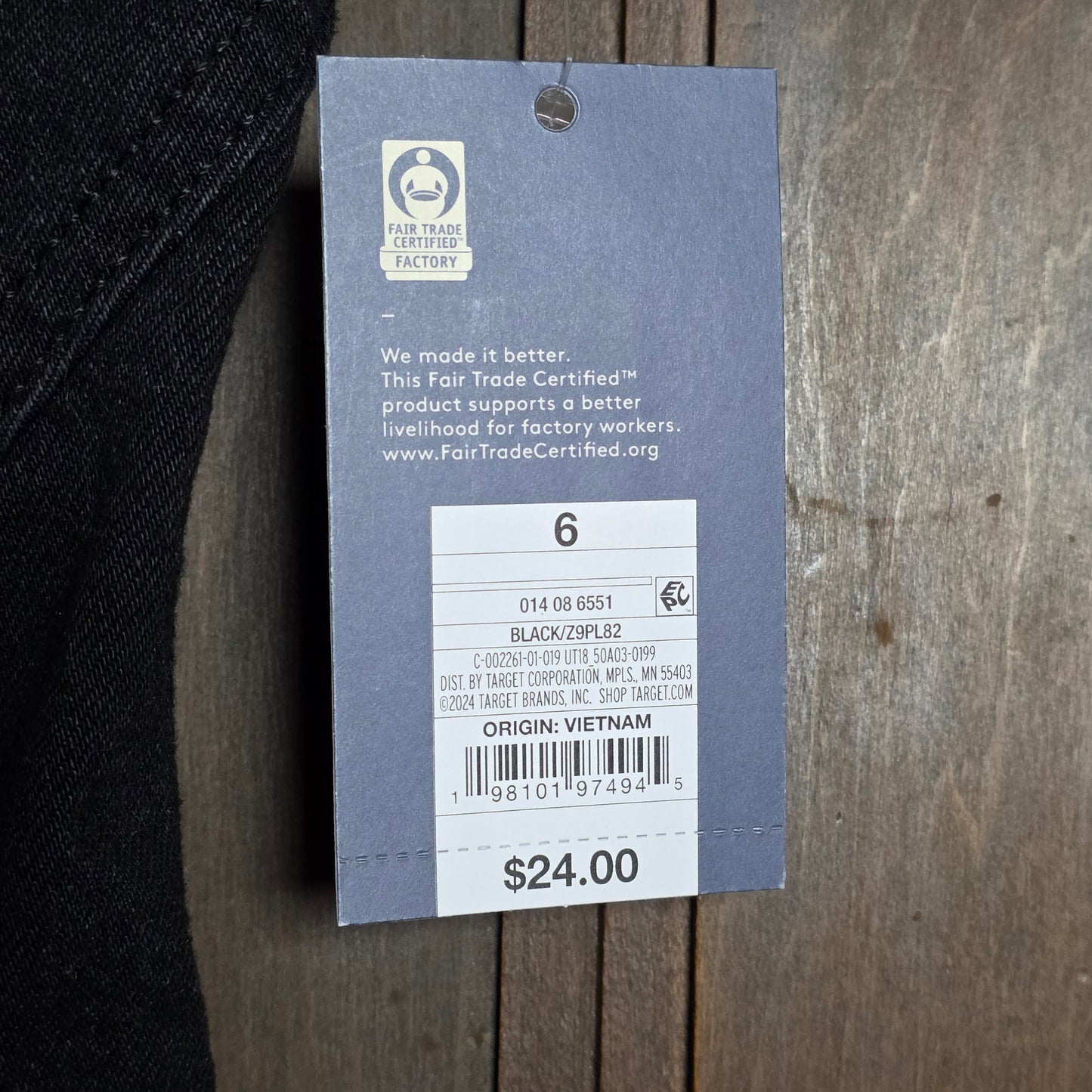 NWT New Women's Uniserval Thread Goods Co Black Denim Tank Size 6 Zipper Front