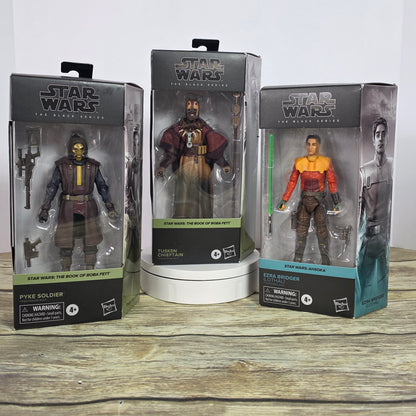 Set of 3 NIB New Star Wars The Black Series Action Figures-Pyke Soldier, Tusken Chieftain,Ezra Bridger