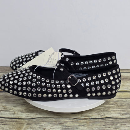 New Women's A New Day Issa Rhinestone Flats Black Size 8.5