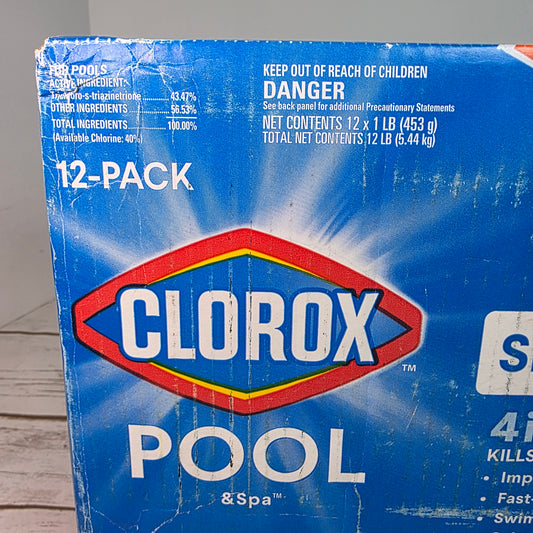 Clorox® Pool&Spa™ Shock Clear, for Crystal Clear Swimming Pool Water, Swim-ready in 15 minutes, Suitable for vinyl pools (12-Pack)