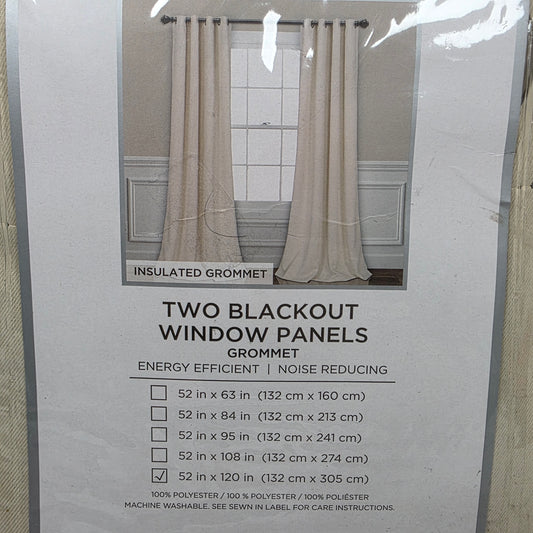 New LUSH DECOR Two Blackout Window Panels Insulated Grommet Wheat Pair 52x120" MSRP $140