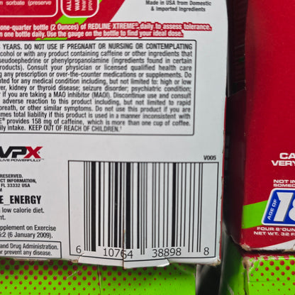 New REDLINE Xtreme Ultimate Energy Rush Dietary Supplement Sour Heads 16, 8oz  bottles (4,4 packs) - RARE FLAVOR!!  DISCONTINUED!!