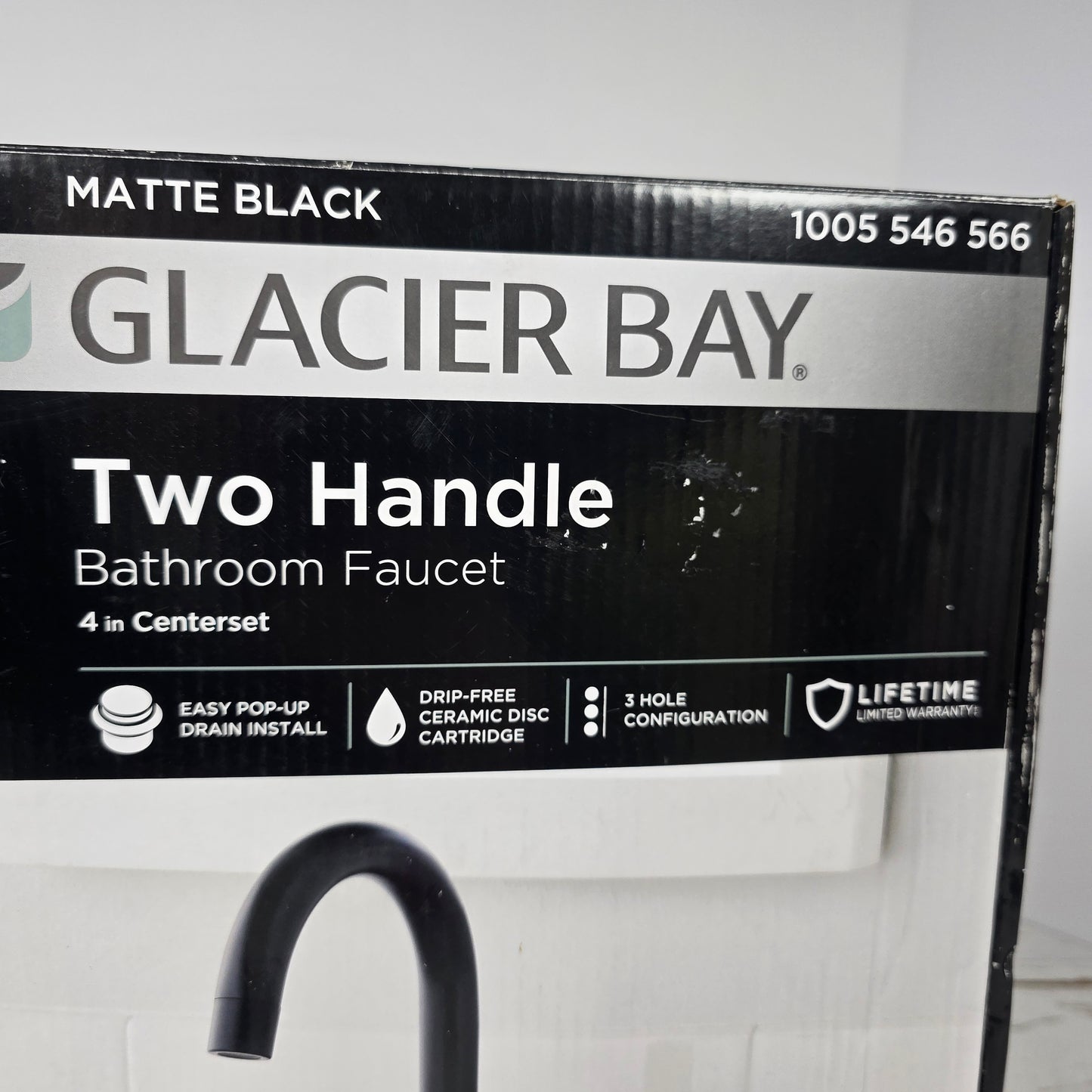 NIOB New Glacier Bay Two Handle Bathroom Faucet 4 in Centerset Matte Black 1005 546 566