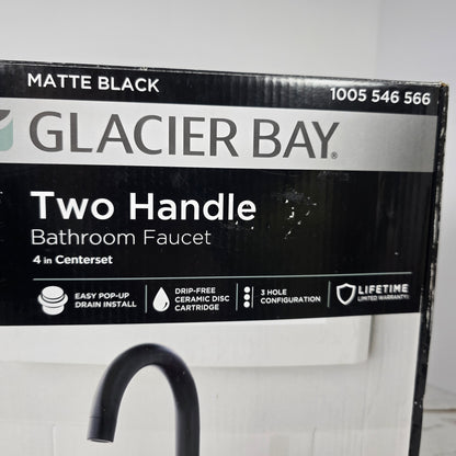NIOB New Glacier Bay Two Handle Bathroom Faucet 4 in Centerset Matte Black 1005 546 566