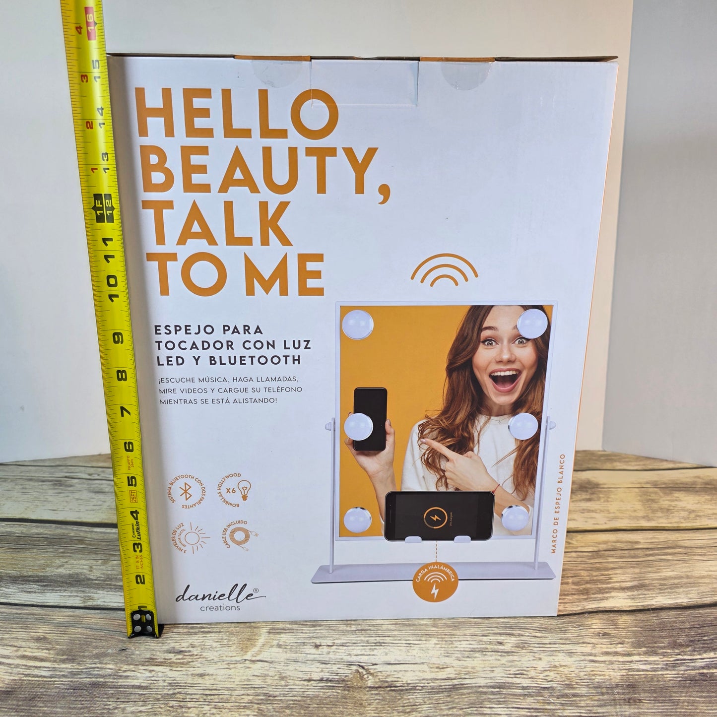 NIB New Danielle Creations Bluetooth LED Vanity Mirror Wireless Charging