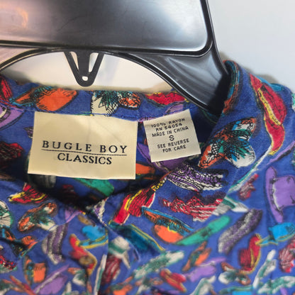 Vintage Bugle Boy ClassicsCrazy Hat Lady Button Up Short Sleeve Collared Shirt Small