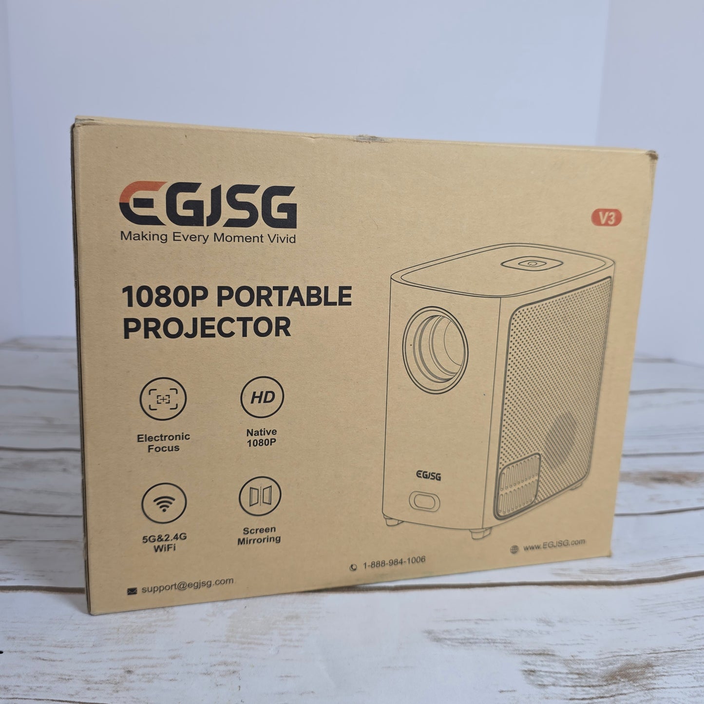 NIB New EGJSG 1080P Portable Projector V3 Gray 5G&2.4G WiFi