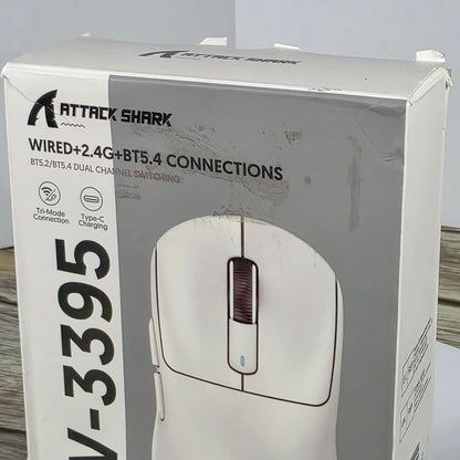 NIOB New ARTIC SHARK X3-Mouse PAW-3395 White Wired+2.4G+BT5.4 Connections