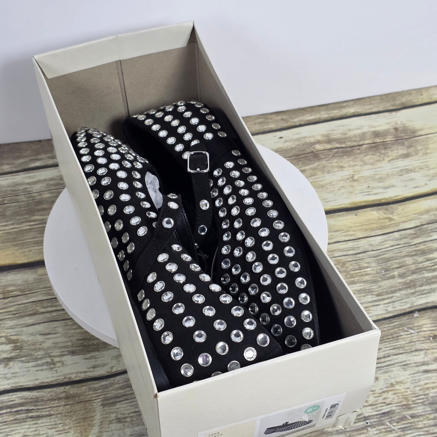 New Women's A New Day Issa Rhinestone Flats Black Size 8.5