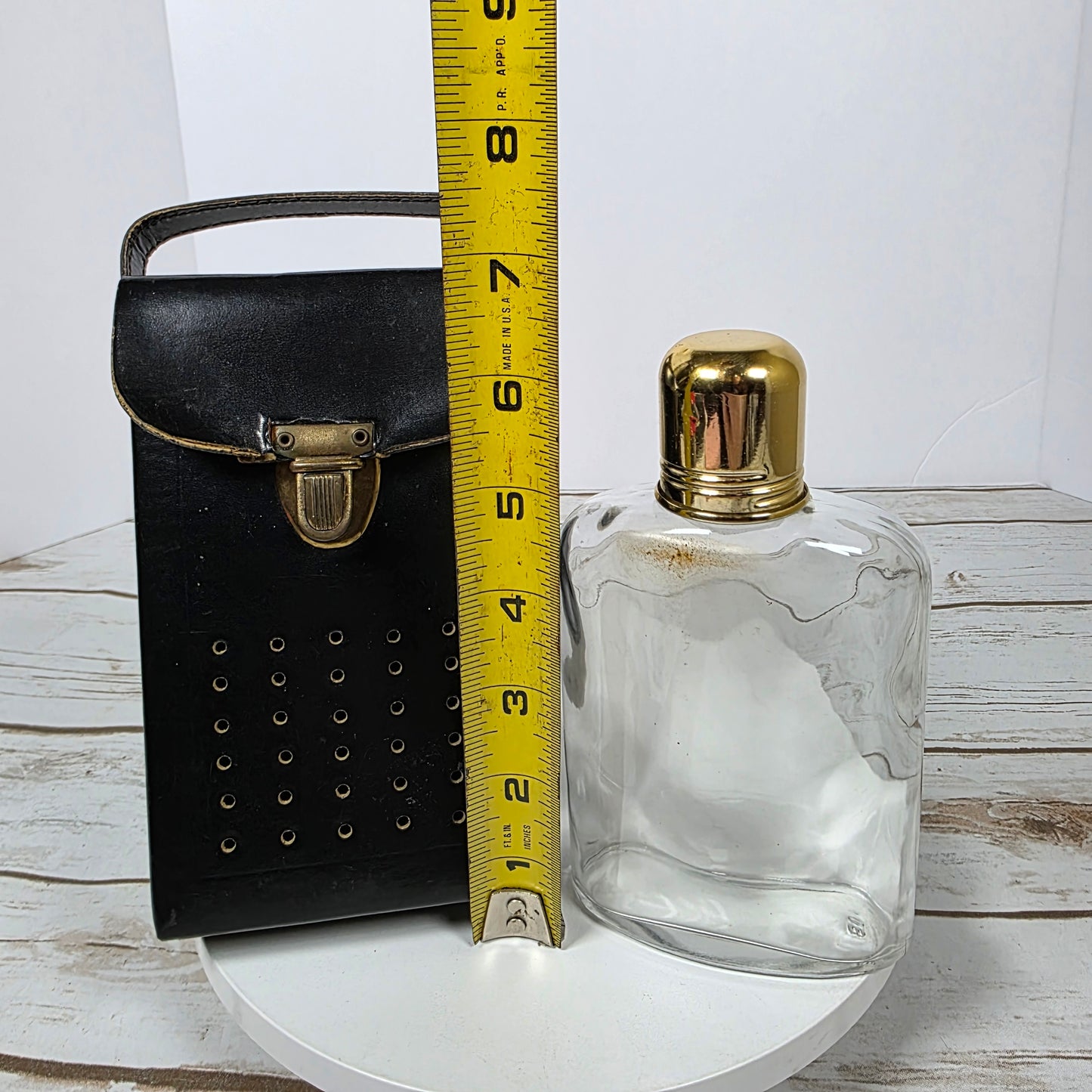 Vintage Faux Leather Transistor Radio Hidden Glass Flask
