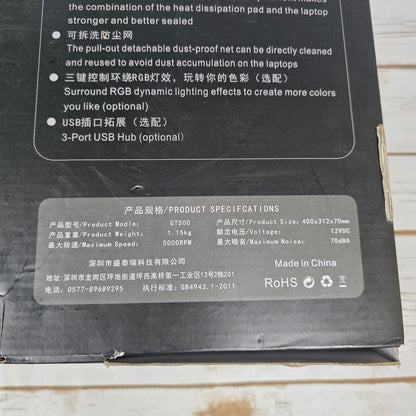 NIOB New IETS GT500V1 Supercharged Laptop Cooling Base 5000RPM