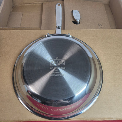 NIB New All-Clad Metalworkers 10" D3 Stainless Steel Covered Fry Pan 3582405-03