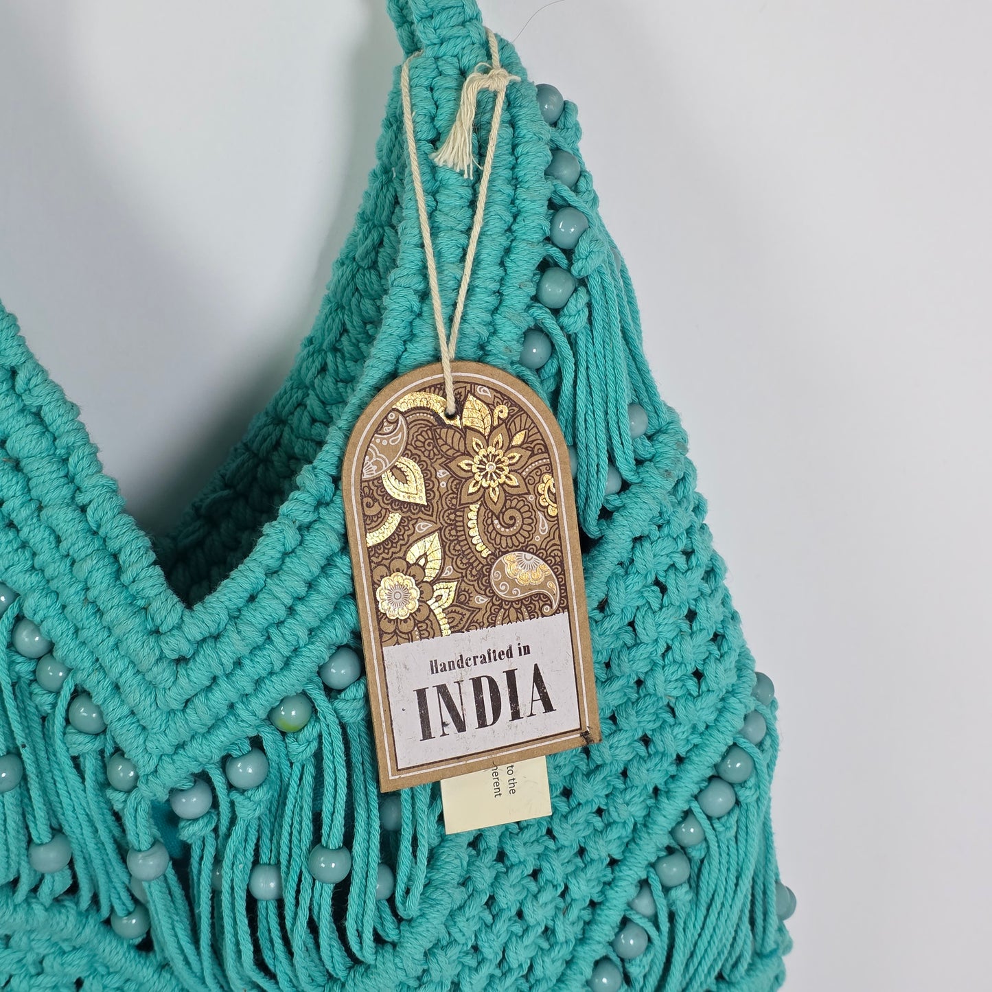 NWT New Aqua Blue Woven Shoulder Bag Purse Handcrafted in India