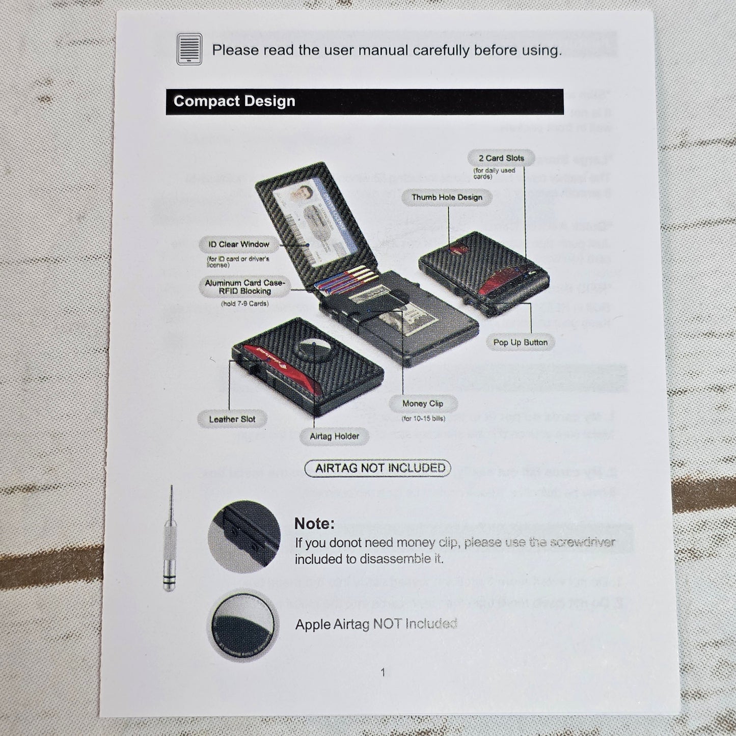 New Minimalist Airtag Wallet Carbon Fiber