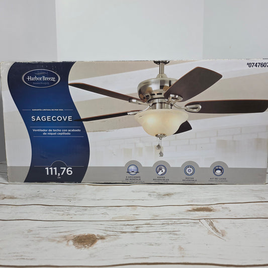 Harbor Breeze Sage Cove 0747607 44 in. Brushed Nickel Finish Ceiling Fan
