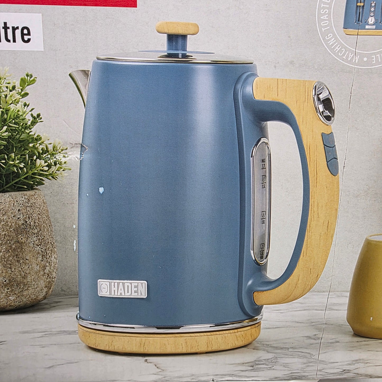 NIB New HADEN Dorchester Stainless Electric Kettle 1.7 Litre Stone Blue 75047- RARE FACTORY SEALED!!!