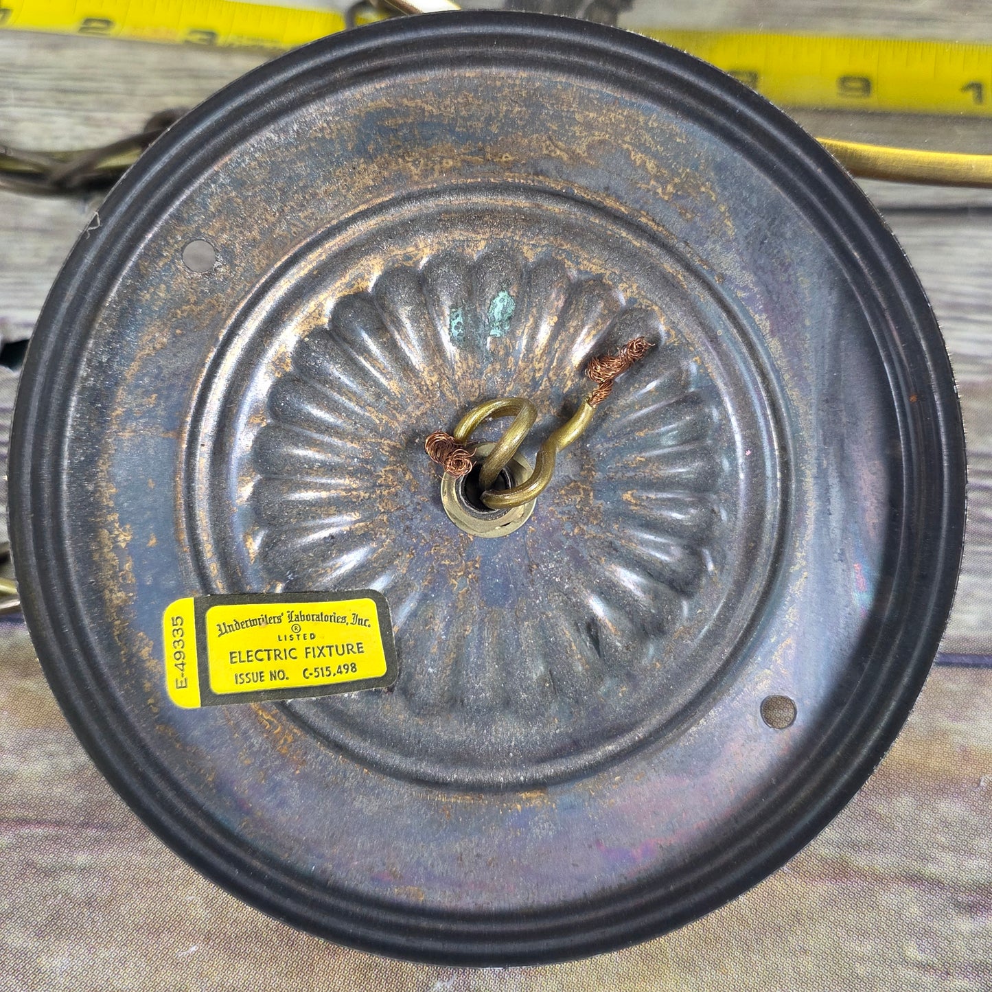 Vintage E-49335 Underwriters Laboratories, Inc LISTED ELECTRIC FIXTURE ISSUE NO. C-515,498