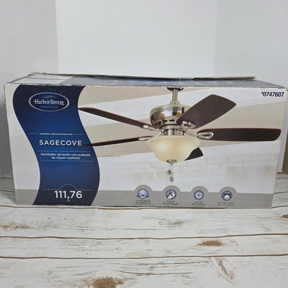 Harbor Breeze Sage Cove 0747607 44 in. Brushed Nickel Finish Ceiling Fan