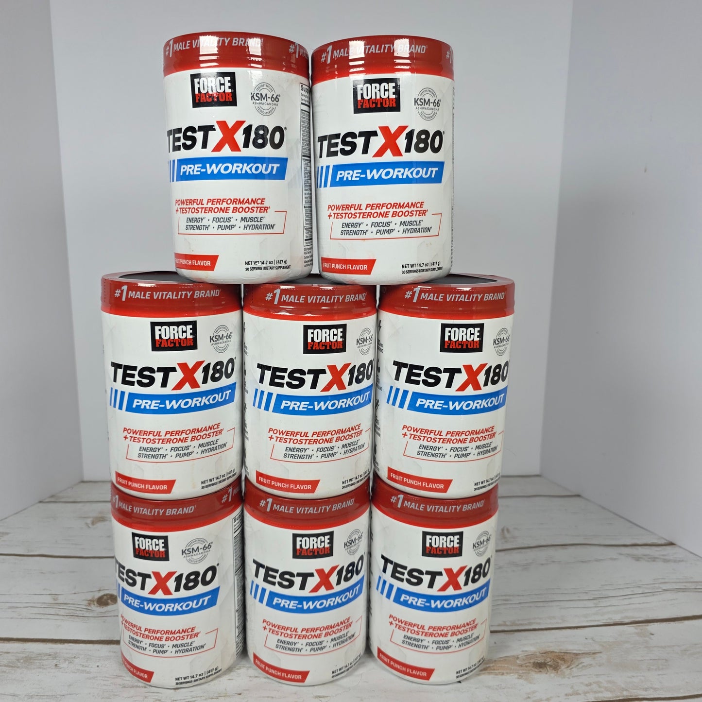 Lot of 8 New Containers FORCE FACTOR TESTX180 Pre-Workout Fruit Punch Flavor Net Wt 14.7 oz 30 Servings