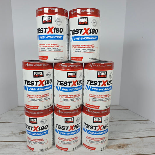 Lot of 8 New Containers FORCE FACTOR TESTX180 Pre-Workout Fruit Punch Flavor Net Wt 14.7 oz 30 Servings