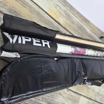 New Casemaster Cue Stick Case + Viper Pink Bones Cue 48 Jr. Pool Billiards