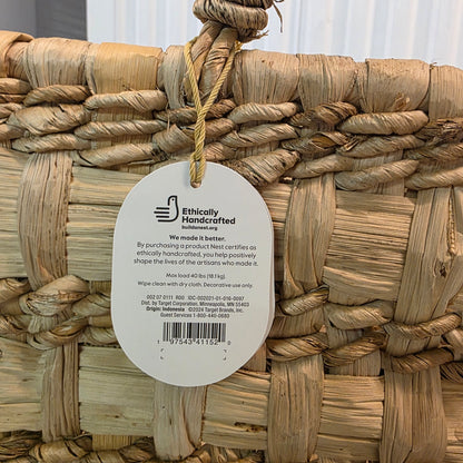 NWT New Threshold Woven Floor Basket Rataan & Banana Bark 18Lx16Wx12H