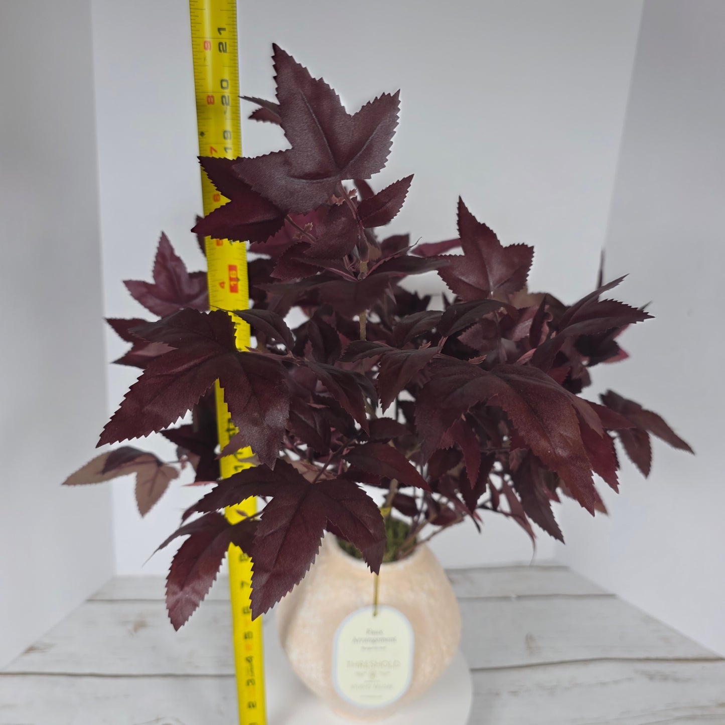 NWT New THRESHOLD Designed W/ Studio McGee Faux Arrangement Burgundy Leaf w/ Vase