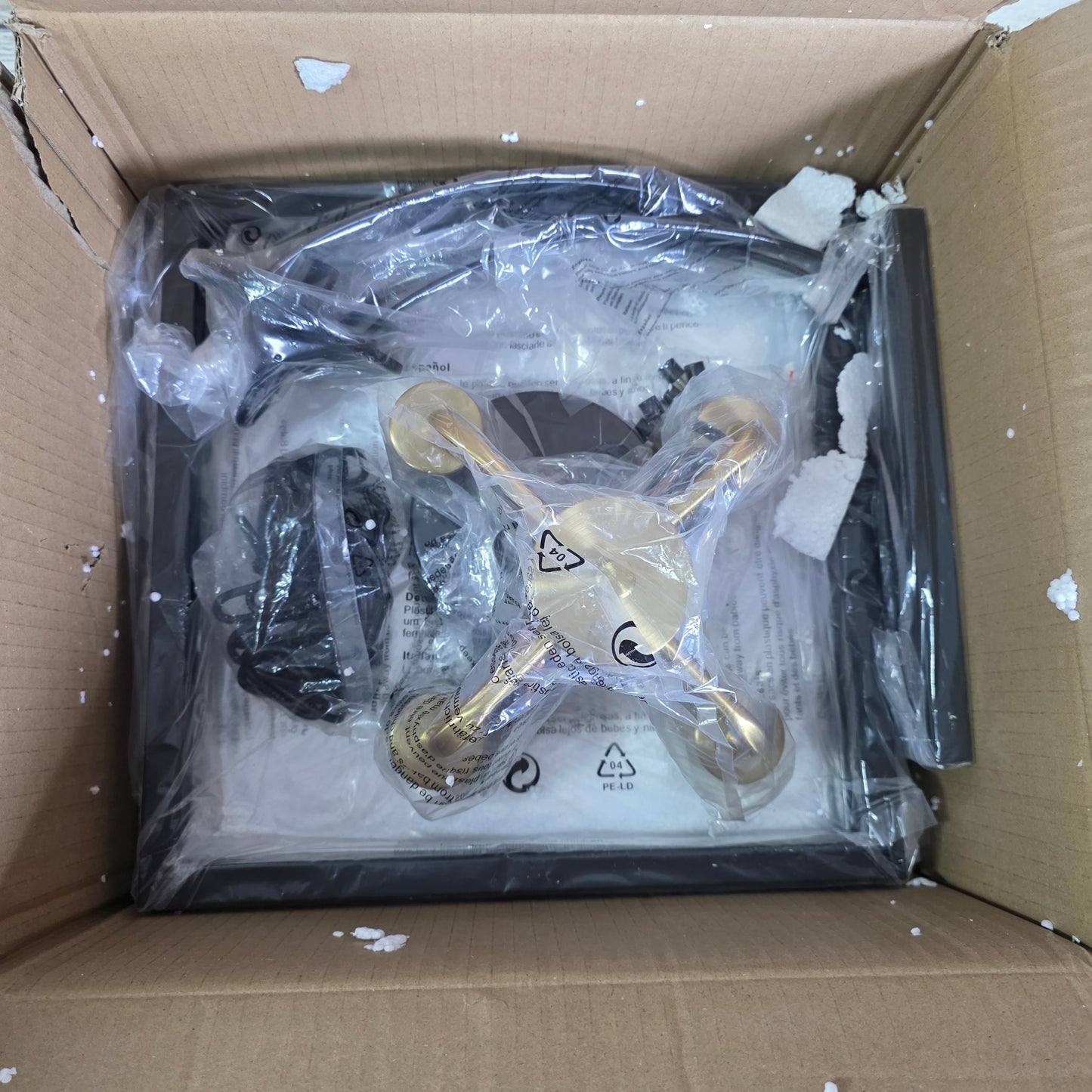 NIOB New Febeleven Gold 4-Light Farmhouse Chandelier Kitchen Entryway