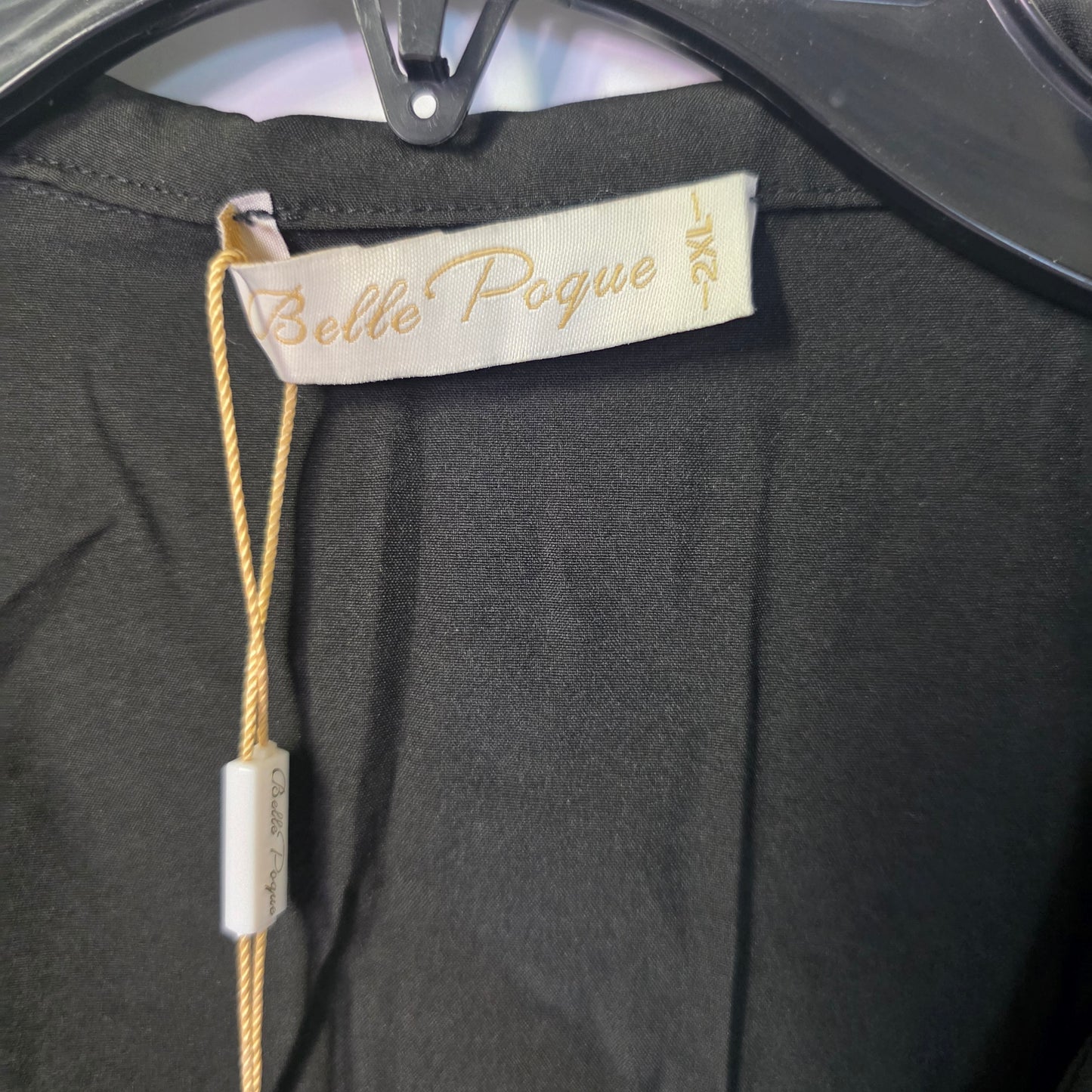 NWT New Belle Pogue Elegant Retro Blouse Black 2XL