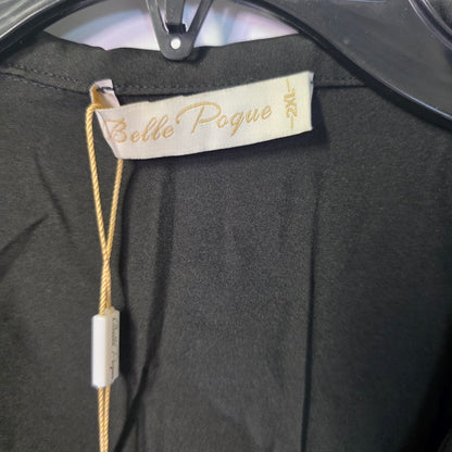 NWT New Belle Pogue Elegant Retro Blouse Black 2XL