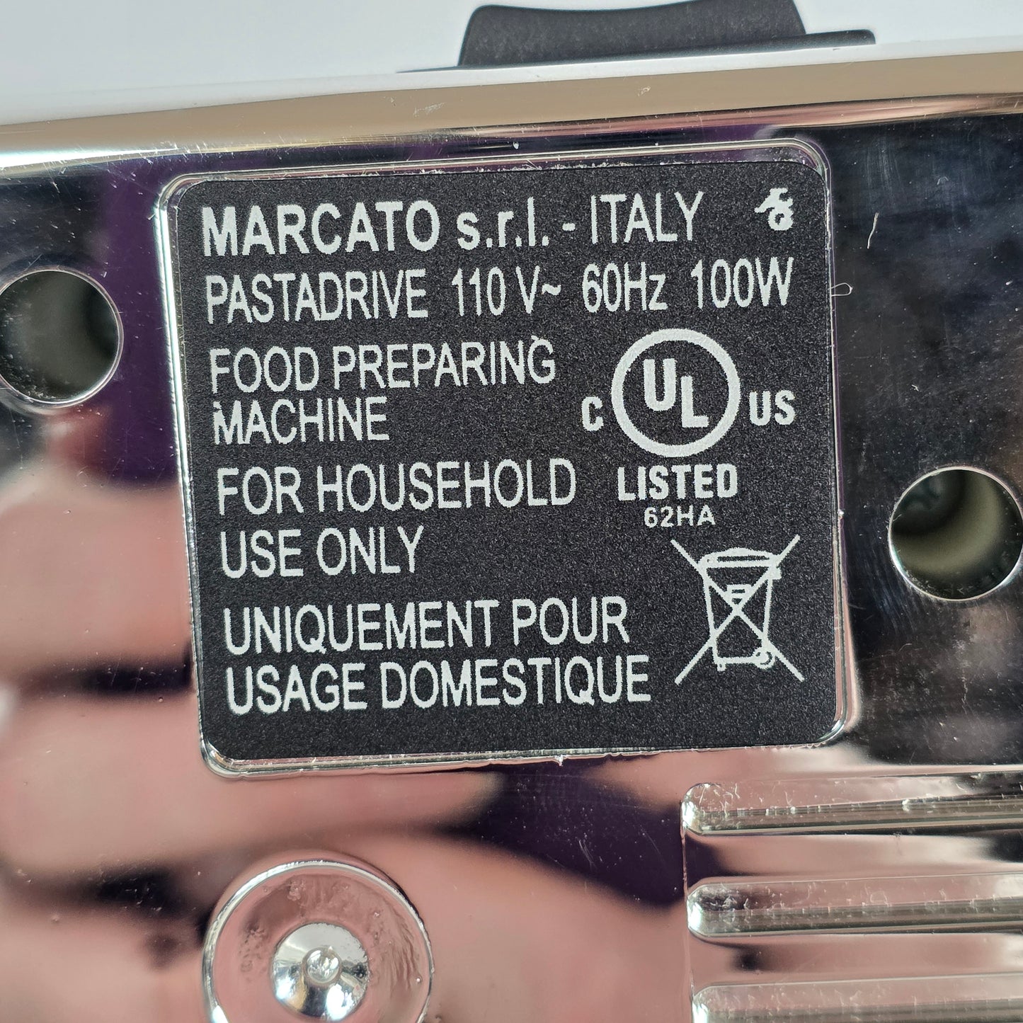 MARCATO Made in Italy Pastadrive 110V Electric Pasta Machine, Chrome Steel