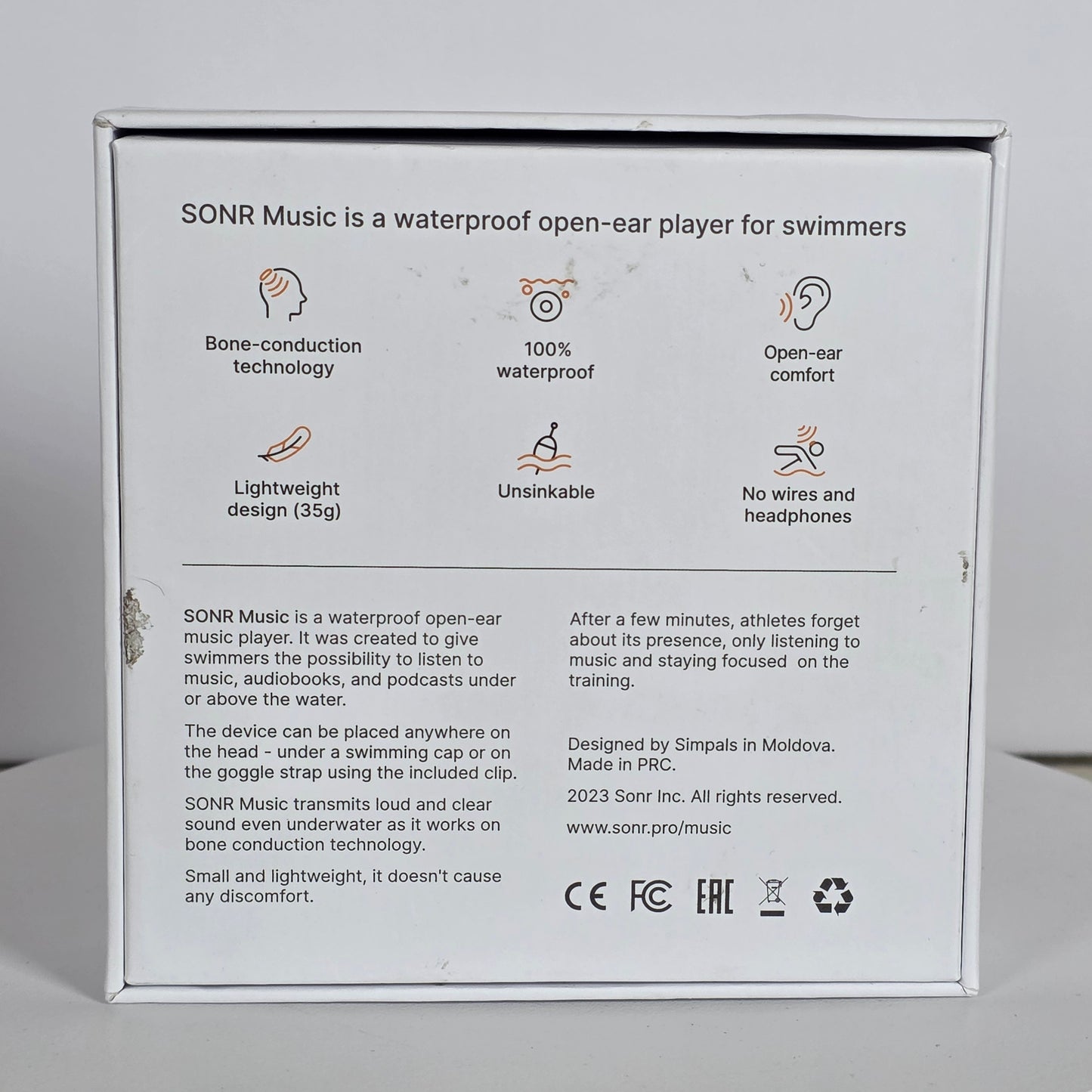 NIB New SONR Open Ear Underwater Music Player Bluetooth Yellow