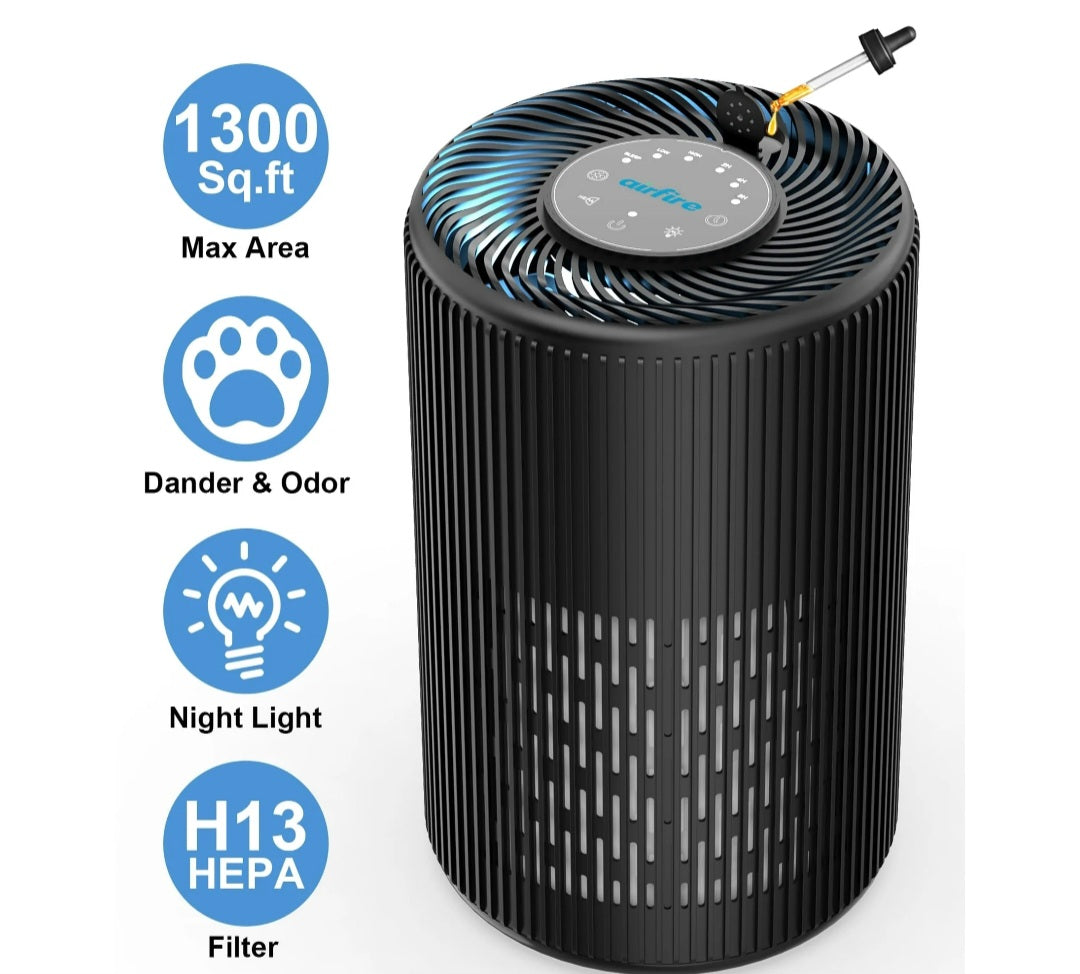 NEW AIRFIRE HEPA Air Purifier for Home 1300 Sq Ft Black Model AP201
