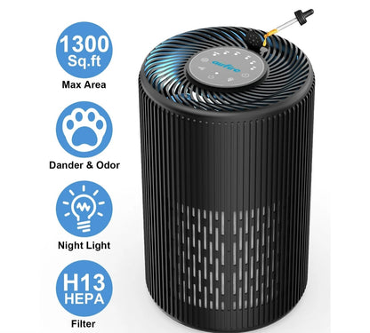 NEW AIRFIRE HEPA Air Purifier for Home 1300 Sq Ft Black Model AP201