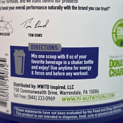 3 Bottles New PERFORMANCE INSPIRED Nutrition APEX Pre Workout Powder Blue Raspberry Increase Energy & Endurance Caffeine Beta Alanine All Natural Vegan Formula