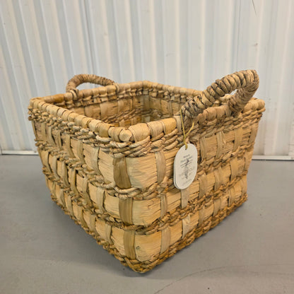 NWT New Threshold Woven Floor Basket Rataan & Banana Bark 18Lx16Wx12H