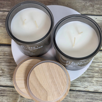 Set of 2 New THRESHOLD Vetvier + Cedarwood 14.5 Oz Brown Candles