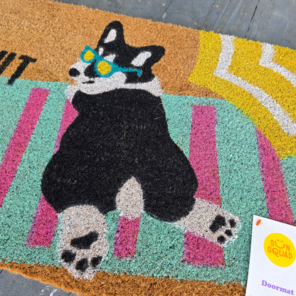 NWT New Cute Sun Squad Doormat Sun's Out Bun's Out Dog 18x30"
