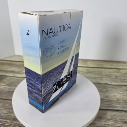 NIP New NAUTICA Stretch Briefs 3 pk Large 36-38 Cotton Tagless