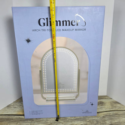 NIB New Glimmer Arch Tri-Tone LED Makeup Mirror Champagne Gold