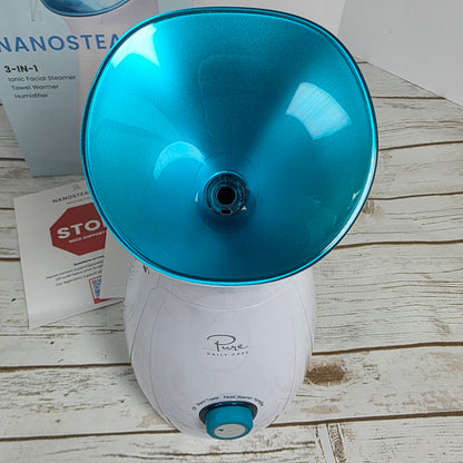 NIOB New Pure NANOSTEAMER  3-in-1 Ionic Facial Steamer Towel Warmer Humidifier PDC-4001