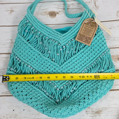 NWT New Aqua Blue Woven Shoulder Bag Purse Handcrafted in India