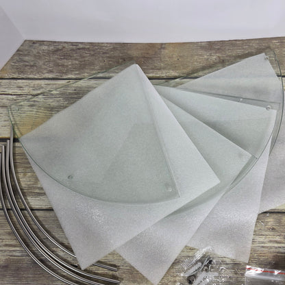 4 Tier Glass Corner Shower Shelves- NO INSTRUCTIONS- OPEN BOX