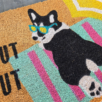 NWT New Cute Sun Squad Doormat Sun's Out Bun's Out Dog 18x30"