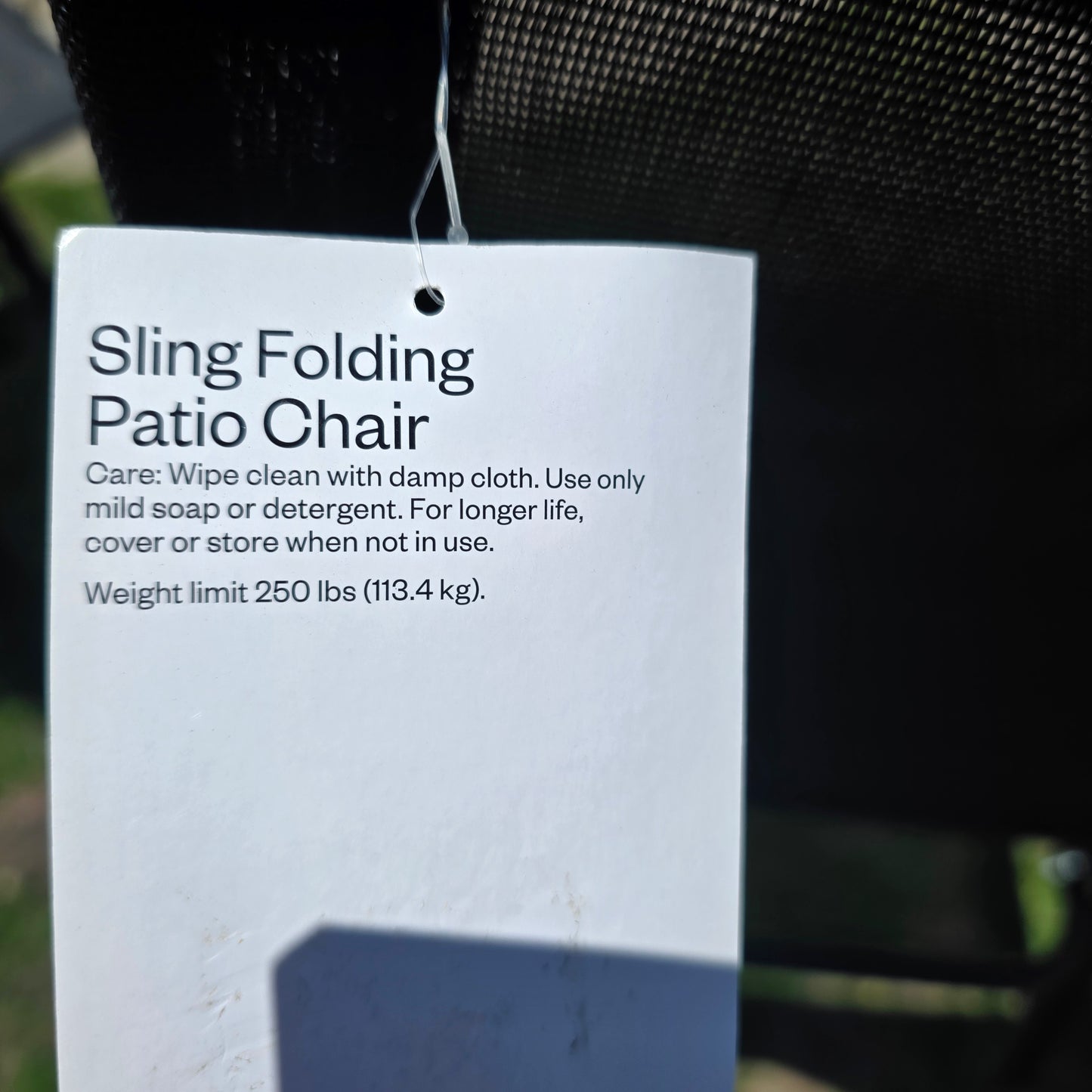 Set of 2 NWT New Room Essentials Sling Folding Patio Chairs Black 37Hx22Wx23D