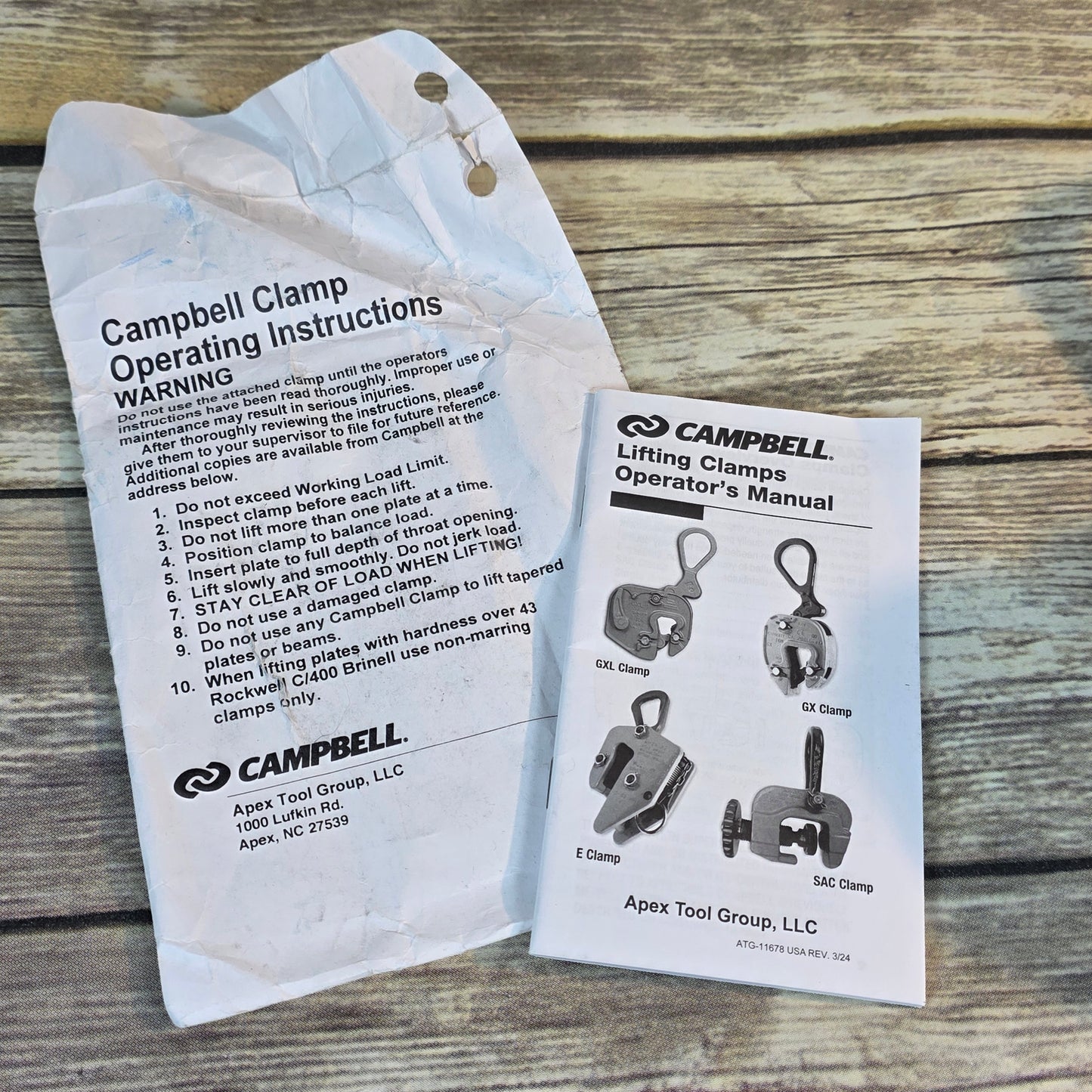 New CAMPBELL Lifting Clamp 1/2 Ton 1/16-5/8 1-16mm